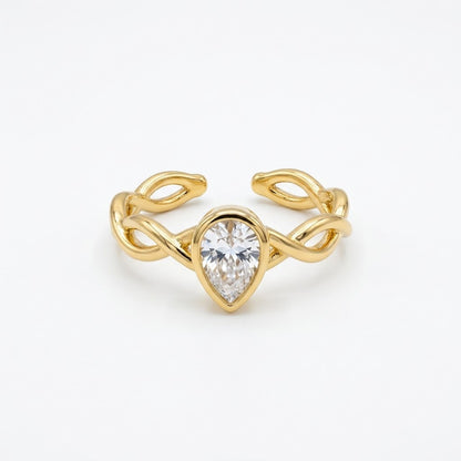 Pear Cut Diamond Solitaire Intertwined Adjustable Ring - View 7