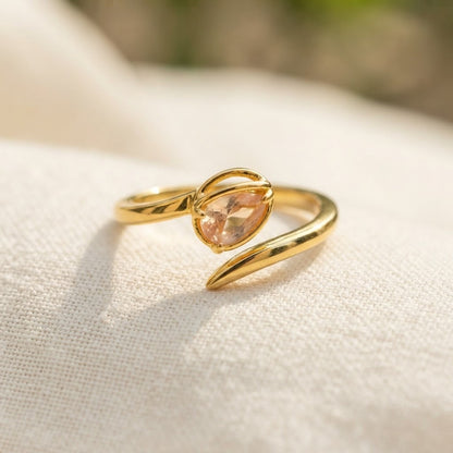 Pear Cut Violet Amethyst Teardrop Bypass Adjustable Ring - View 3