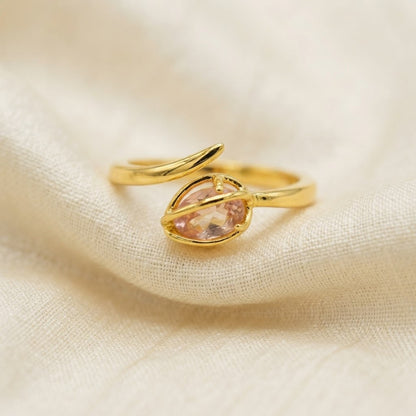 Pear Cut Violet Amethyst Teardrop Bypass Adjustable Ring - View 4