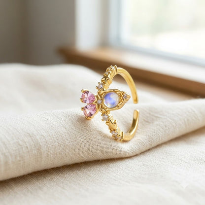 Iridescent Opal Tiara Crown Crystal Adjustable Ring - View 3