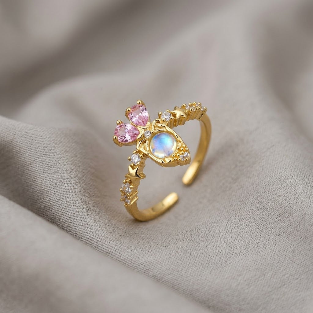 Iridescent Opal Tiara Crown Crystal Adjustable Ring - View 6