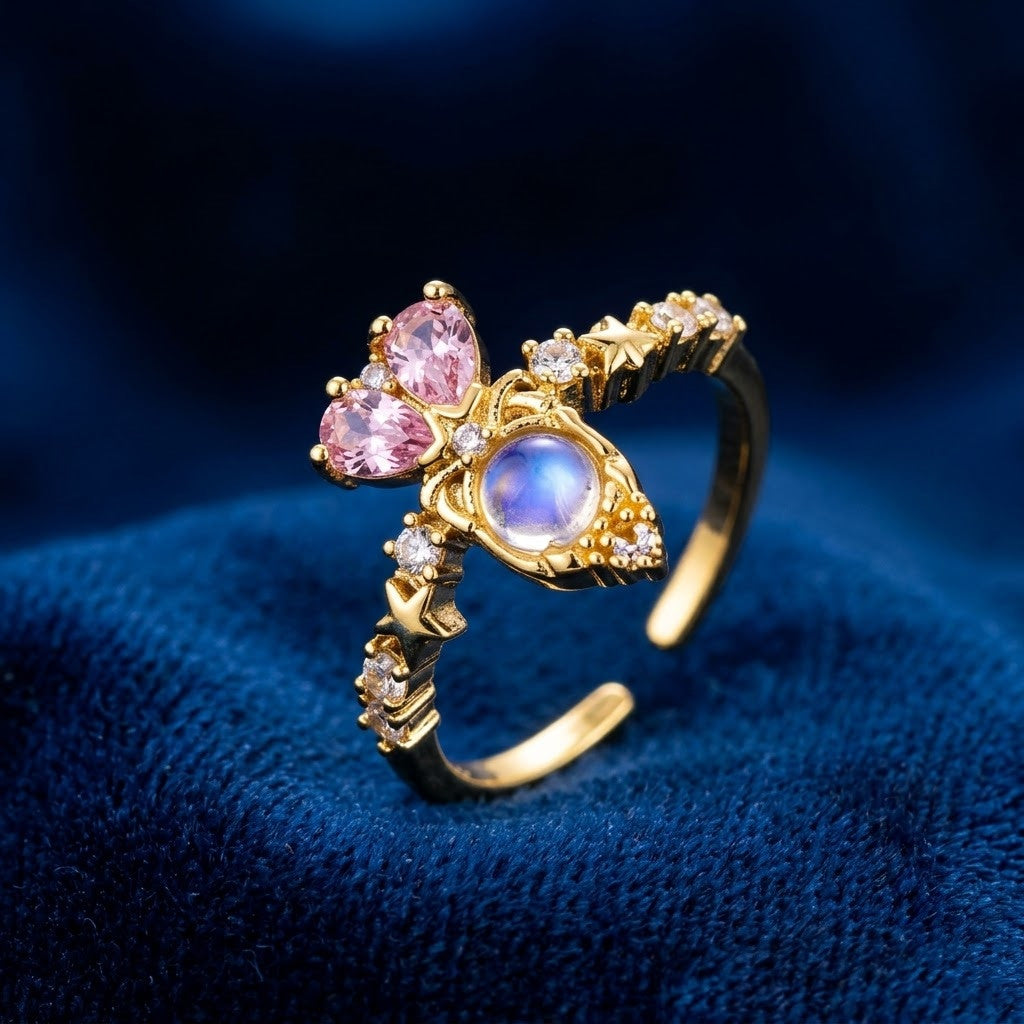 Iridescent Opal Tiara Crown Crystal Adjustable Ring - View 4