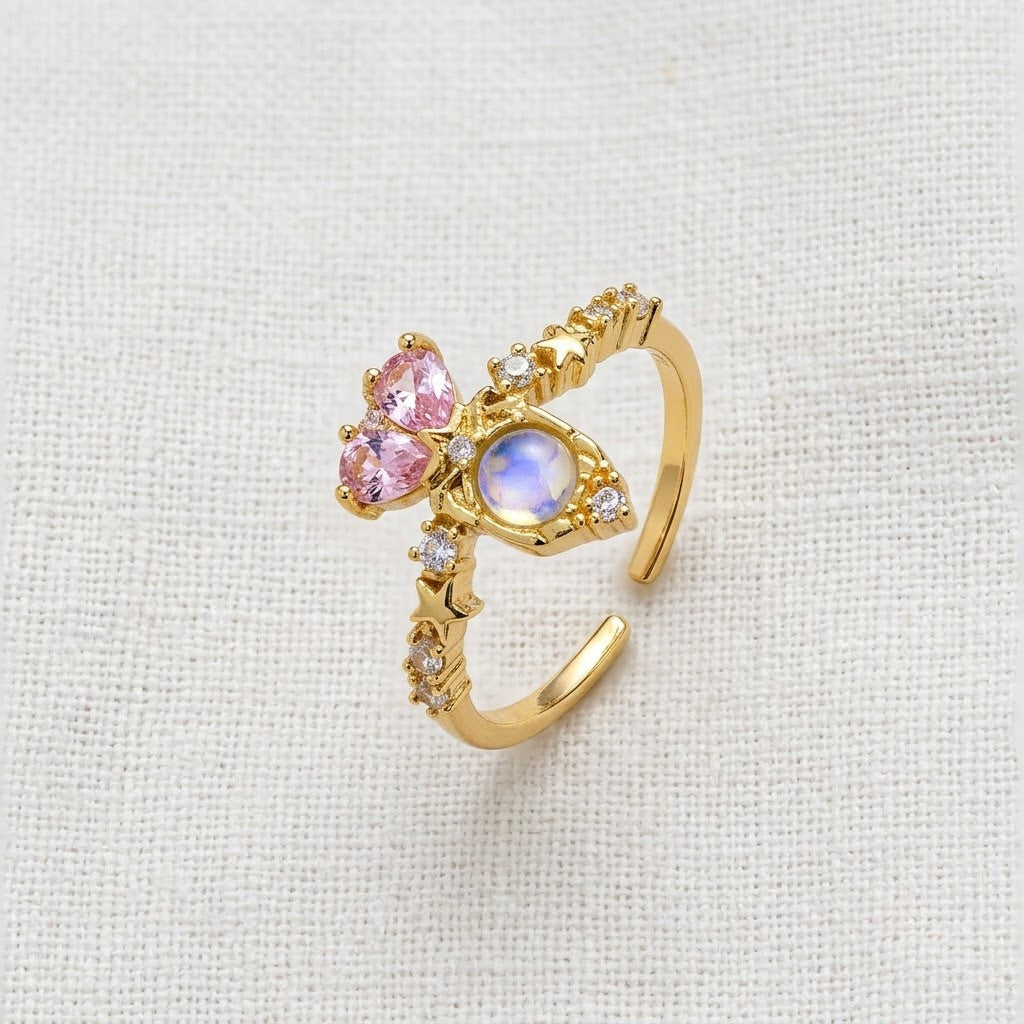 Iridescent Opal Tiara Crown Crystal Adjustable Ring - View 7