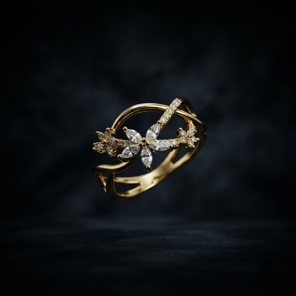Infinity Criss-Cross Pavé Diamond Adjustable Ring - View 6