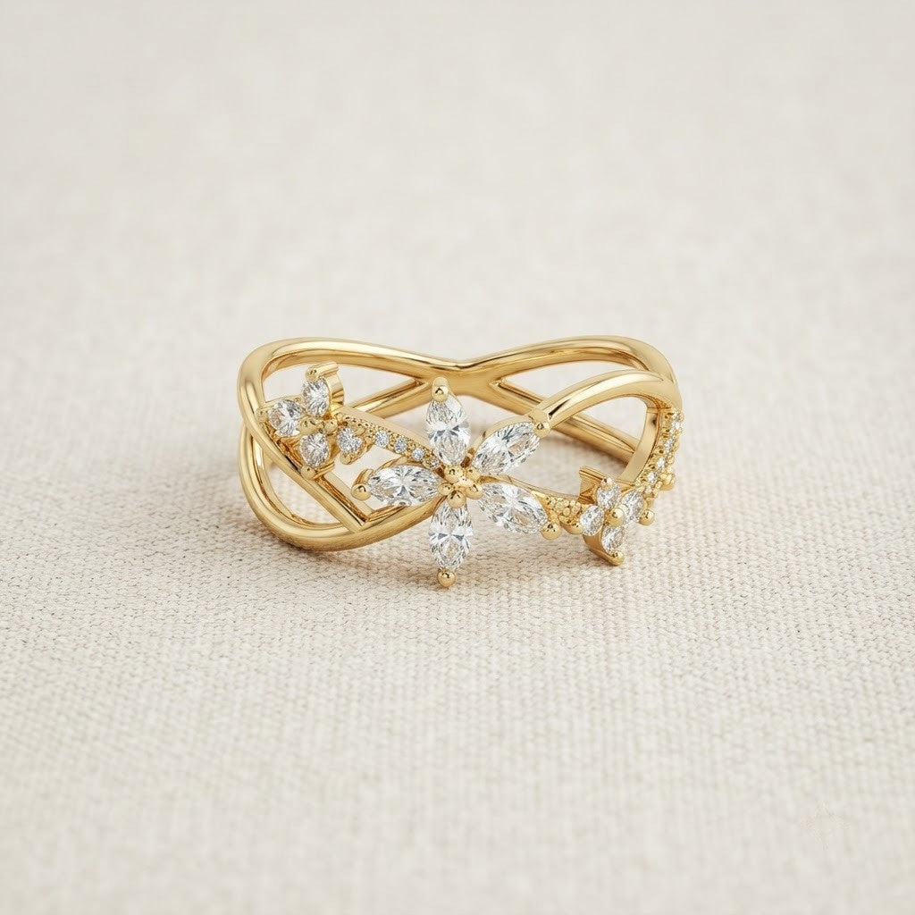 Infinity Criss-Cross Pavé Diamond Adjustable Ring - View 8