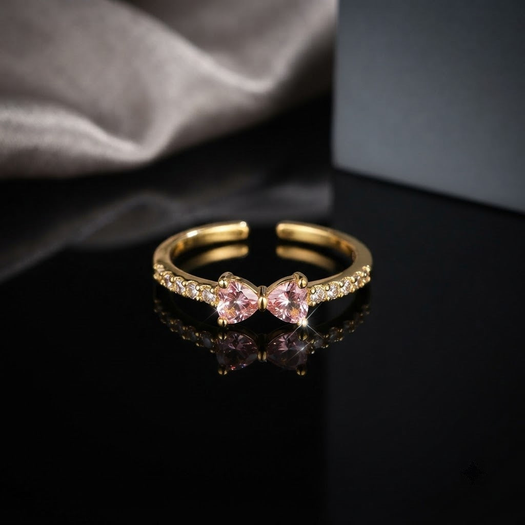 Blush Pink Marquise Crystal Dainty Adjustable Ring - View 2