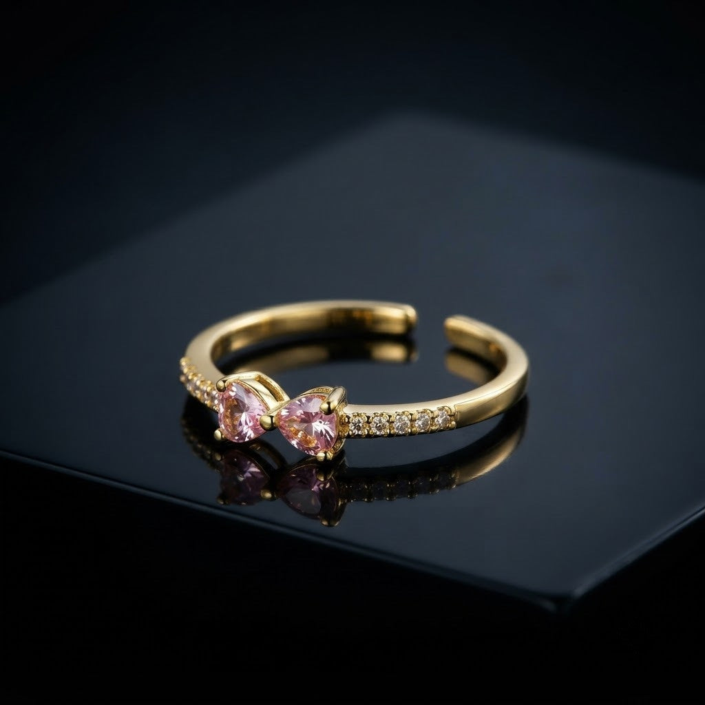 Blush Pink Marquise Crystal Dainty Adjustable Ring - View 6