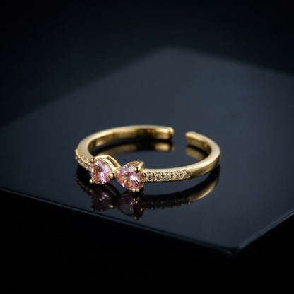 Blush Pink Marquise Crystal Dainty Adjustable Ring - View 6