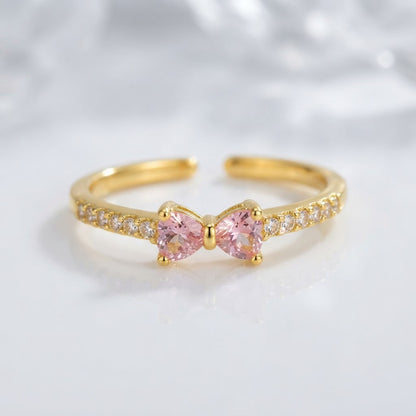Blush Pink Marquise Crystal Dainty Adjustable Ring - View 4