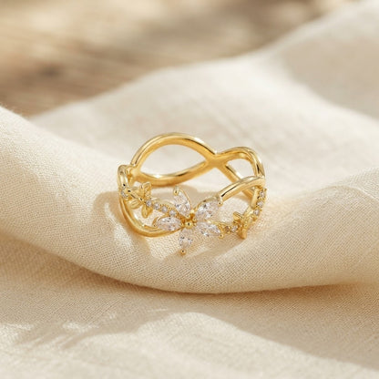 Infinity Criss-Cross Pavé Diamond Adjustable Ring - View 3