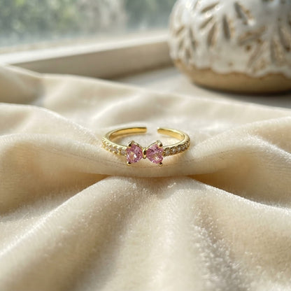 Blush Pink Marquise Crystal Dainty Adjustable Ring - View 3
