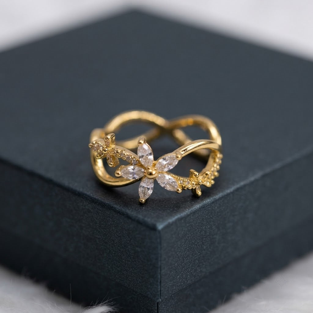 Infinity Criss-Cross Pavé Diamond Adjustable Ring - View 4