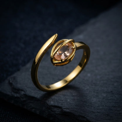Pear Cut Violet Amethyst Teardrop Bypass Adjustable Ring - View 6
