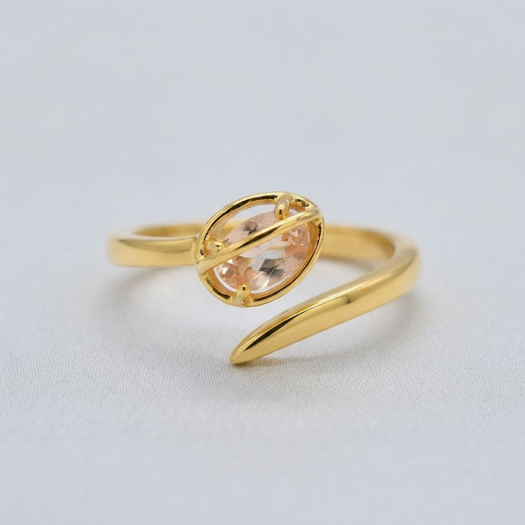Pear Cut Violet Amethyst Teardrop Bypass Adjustable Ring - View 7