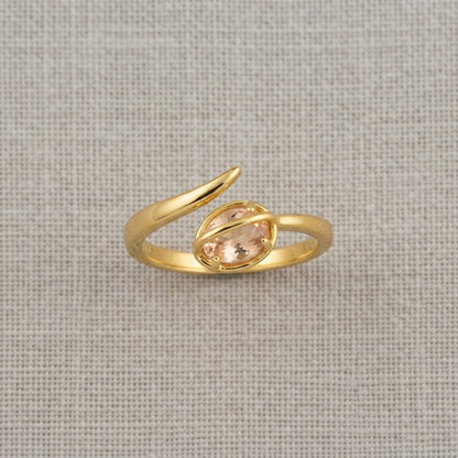 Pear Cut Violet Amethyst Teardrop Bypass Adjustable Ring - View 8