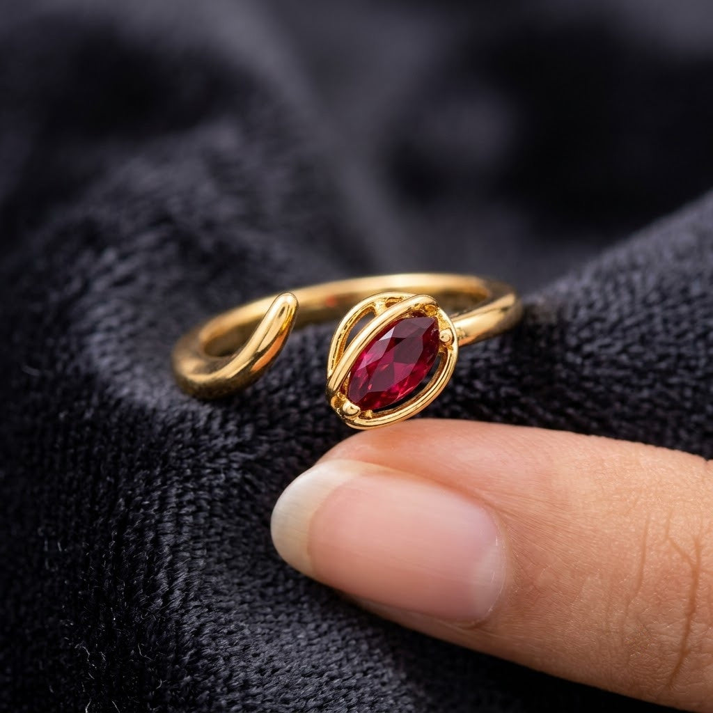 Blush Pink Rose Quartz Oval Bezel Bypass Adjustable Ring - View 3