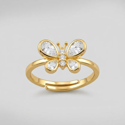 Iridescent Prism Pink Butterfly Adjustable Ring - View 6