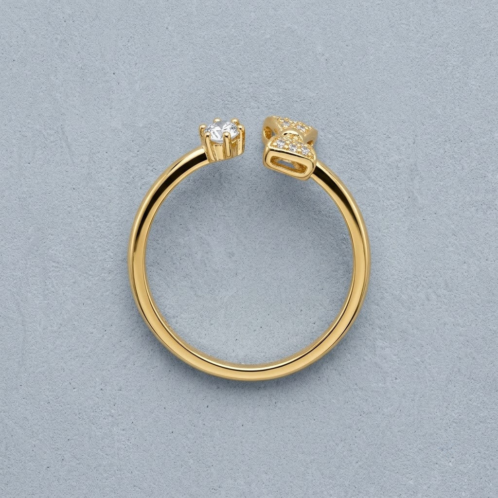 Elegance Ribbon Knot Pavé Crystal Open Cuff Adjustable Ring - View 8