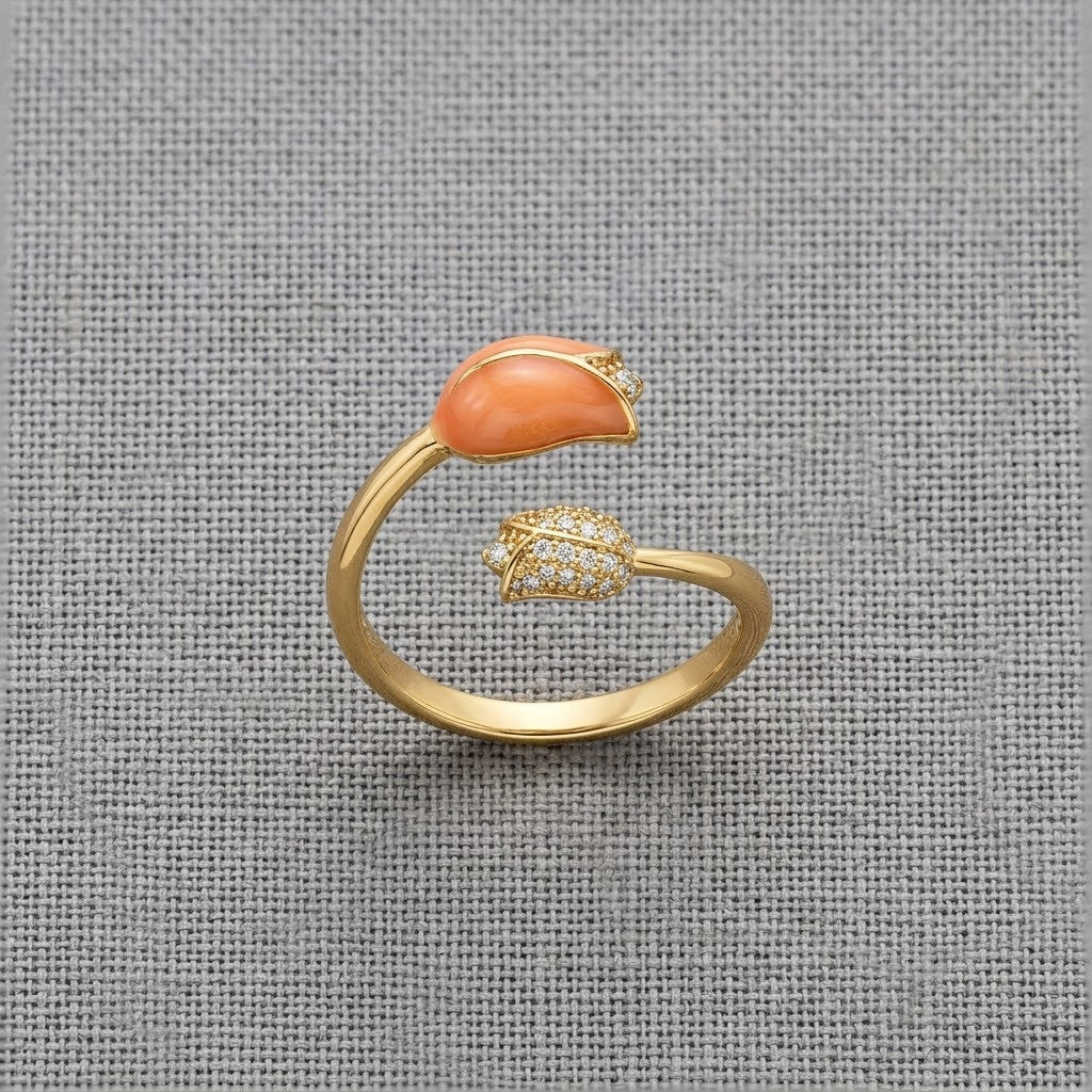 Enchanted Floral Bud Pavé Stem Bypass Adjustable Ring - View 7