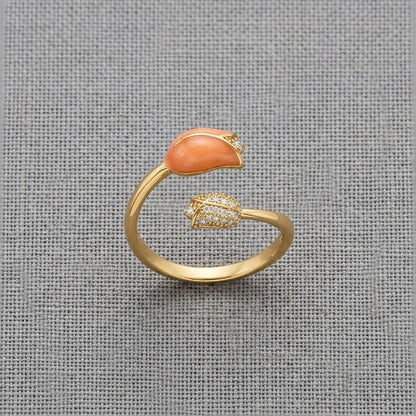 Enchanted Floral Bud Pavé Stem Bypass Adjustable Ring - View 7