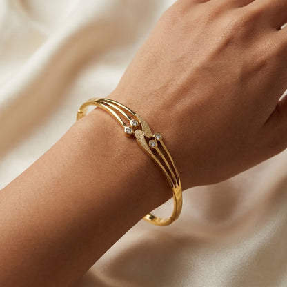 Tri-Strand Celestial Shooting Star Bypass Bangle - 02 Model Shot