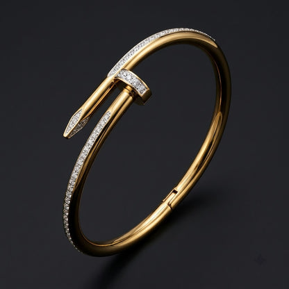 Luxury Pavé Crystal Curved Nail Kada Bangle - 07 Moody Shot