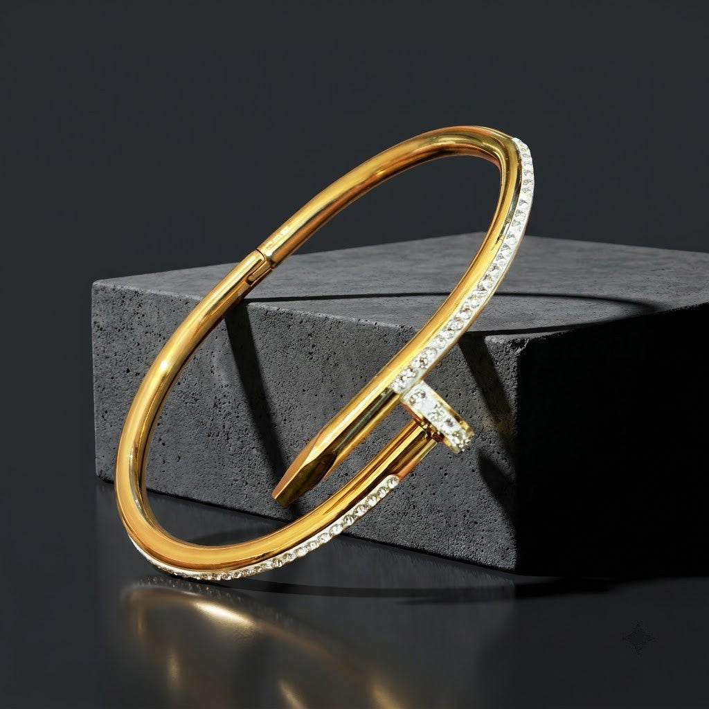 Luxury Pavé Crystal Curved Nail Kada Bangle - 06 Editorial