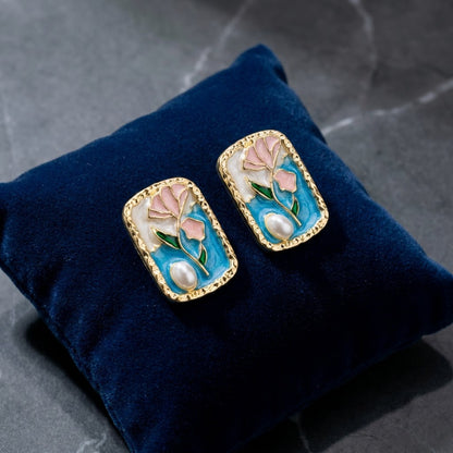 Vintage Parisian Floral Miniature Stud Earrings | 18K Gold Plated | Anti-Tarnish Demi-Fine Sweat-Proof - ANUSI Demi-Fine Jewelry Shot 4