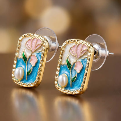 Vintage Parisian Floral Miniature Stud Earrings | 18K Gold Plated | Anti-Tarnish Demi-Fine Sweat-Proof - ANUSI Demi-Fine Jewelry Shot 3