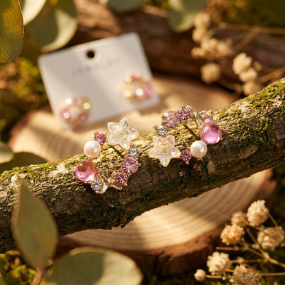 Floral Garland Wreath & Pearl Stud Earrings | 18K Gold Plated | Anti-Tarnish Demi-Fine Sweat-Proof - ANUSI Demi-Fine Jewelry Shot 5