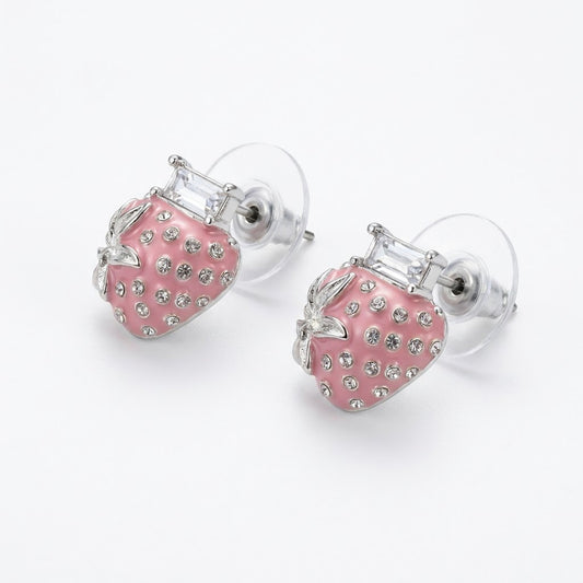 Sweet Strawberry Pavé & Baguette Stud Earrings | 18K Gold Plated | Anti-Tarnish Demi-Fine Sweat-Proof - ANUSI Demi-Fine Jewelry Shot 1