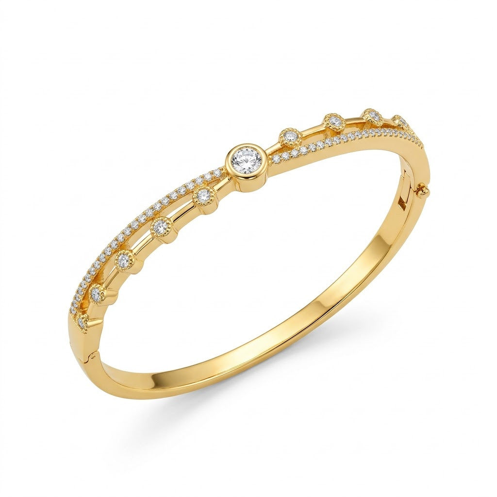 Celestial Star Solitaire Bezel Dual-Band Bangle - 01 Studio Shot