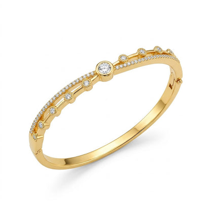 Celestial Star Solitaire Bezel Dual-Band Bangle - 01 Studio Shot