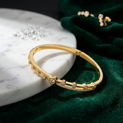Celestial Star Solitaire Bezel Dual-Band Bangle - 04 Creative Shot