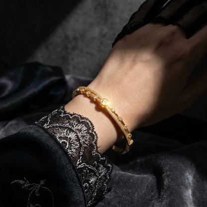 Celestial Star Solitaire Bezel Dual-Band Bangle - 06 Editorial Shot