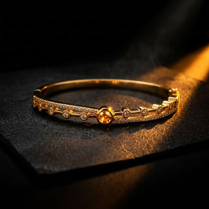 Celestial Star Solitaire Bezel Dual-Band Bangle - 07 Moody Shot