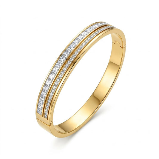 Dual-Row Channel Eternity Pavé Crystal Hinged Bangle - 01 Studio Shot