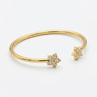 Petite Crystal Blossom Floral Open Cuff Bangle - 01 Studio Shot