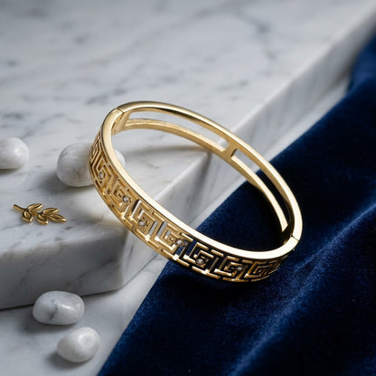 Imperial Greek Key Meander Geometric Openwork Bangle - 04 Creative Shot