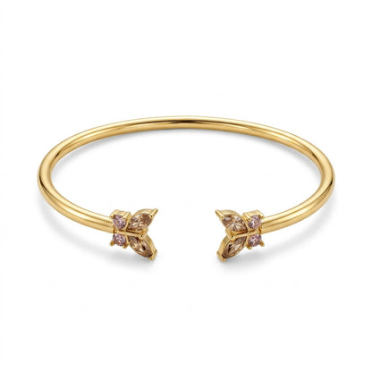 Dual Rose Blush Crystal Butterfly Open Cuff Bangle - 01 Studio Shot