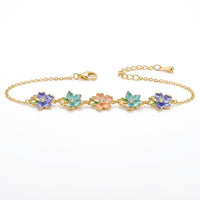 Sakura Pastel Blossom Garland Crystal Bracelet - View 1 | ANUSI 18K Gold Jewelry