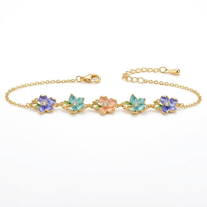 Sakura Pastel Blossom Garland Crystal Bracelet - View 1 | ANUSI 18K Gold Jewelry