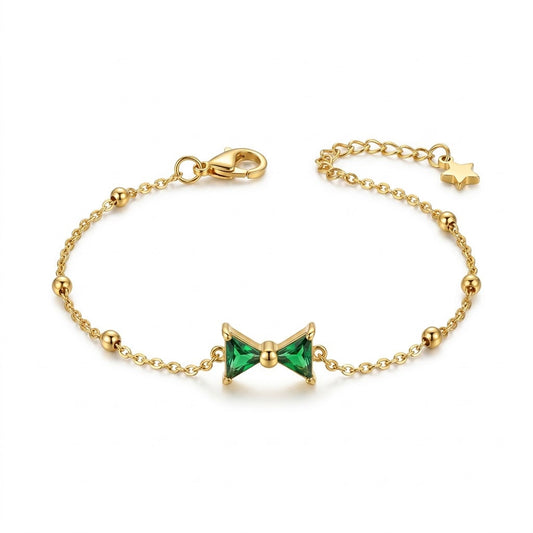 Emerald Geometric Hourglass Roman Knot Beaded Bracelet - View 1 | ANUSI 18K Gold Jewelry