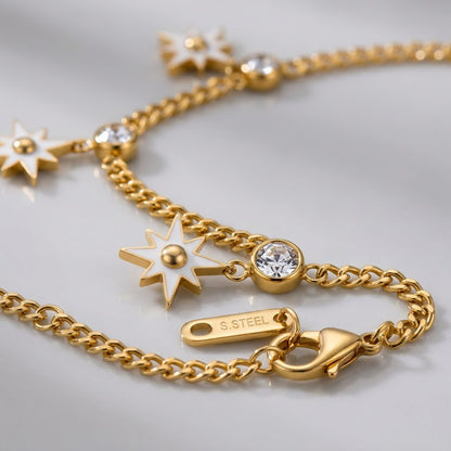 Celestial Shooting Star Dangle Charm Link Bracelet - View 3 | ANUSI 18K Gold Jewelry