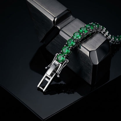 Emerald Green Solitaire Crystal Tennis Bracelet - View 6 | ANUSI 18K Gold Jewelry