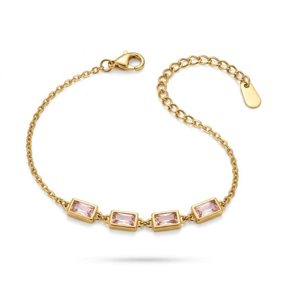 Champagne Tourmaline Baguette Crystal Bar Bracelet - View 1 | ANUSI 18K Gold Jewelry