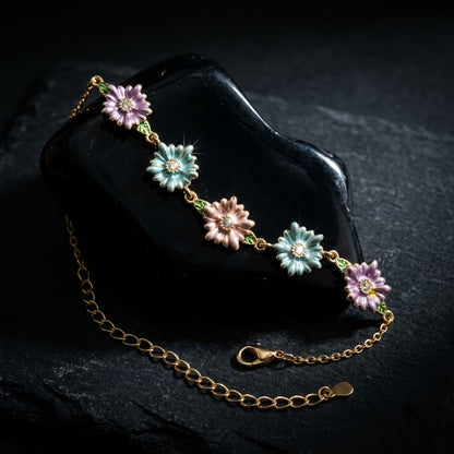 Multicolor Crystal Blossom Cluster Dainty Bracelet - View 6 | ANUSI 18K Gold Jewelry
