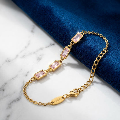 Champagne Tourmaline Baguette Crystal Bar Bracelet - View 4 | ANUSI 18K Gold Jewelry