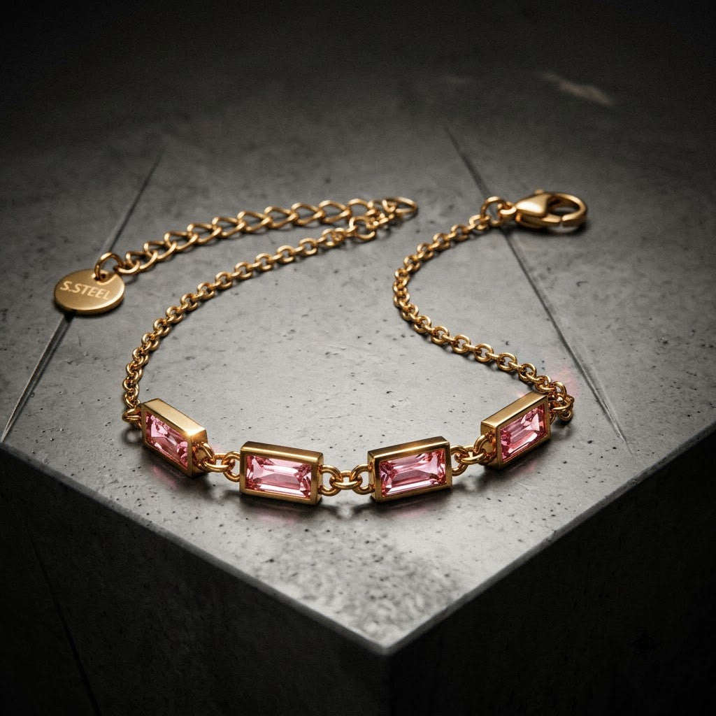 Champagne Tourmaline Baguette Crystal Bar Bracelet - View 6 | ANUSI 18K Gold Jewelry