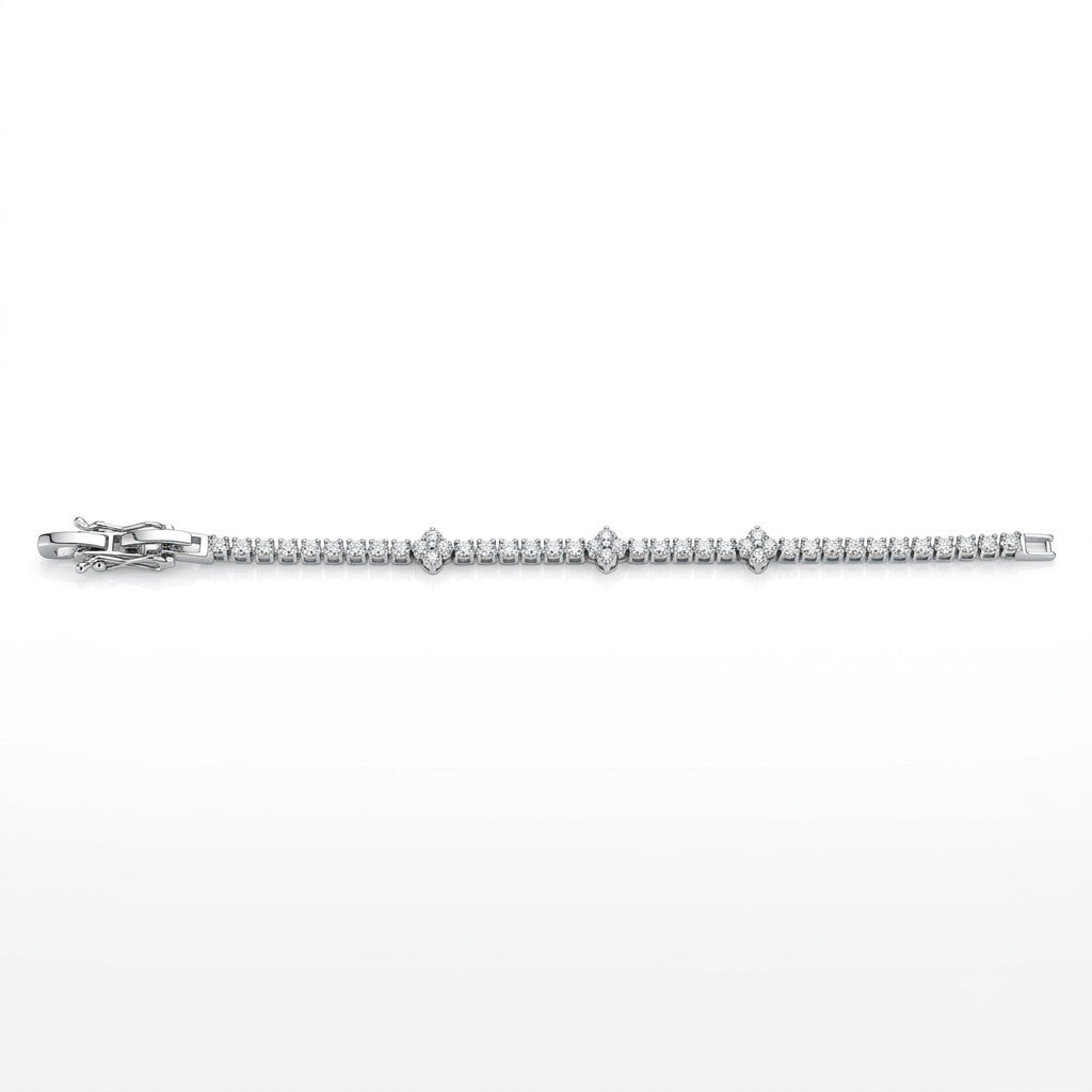 Pavé Diamond Star Cluster Station Tennis Bracelet - View 1 | ANUSI 18K Gold Jewelry